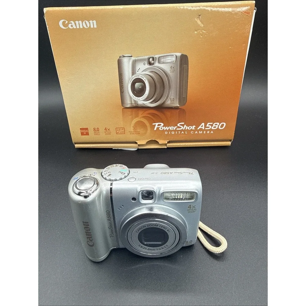 CANON POWERSHOT A580 8MP Digital Camera *GOOD/TESTED* W BOX + 8GB Memory Card